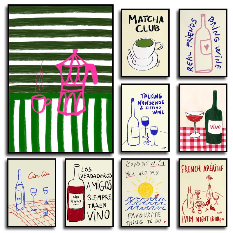 Coffee Tea Drawing - Disegni Colorati Arte Astratta Poster di